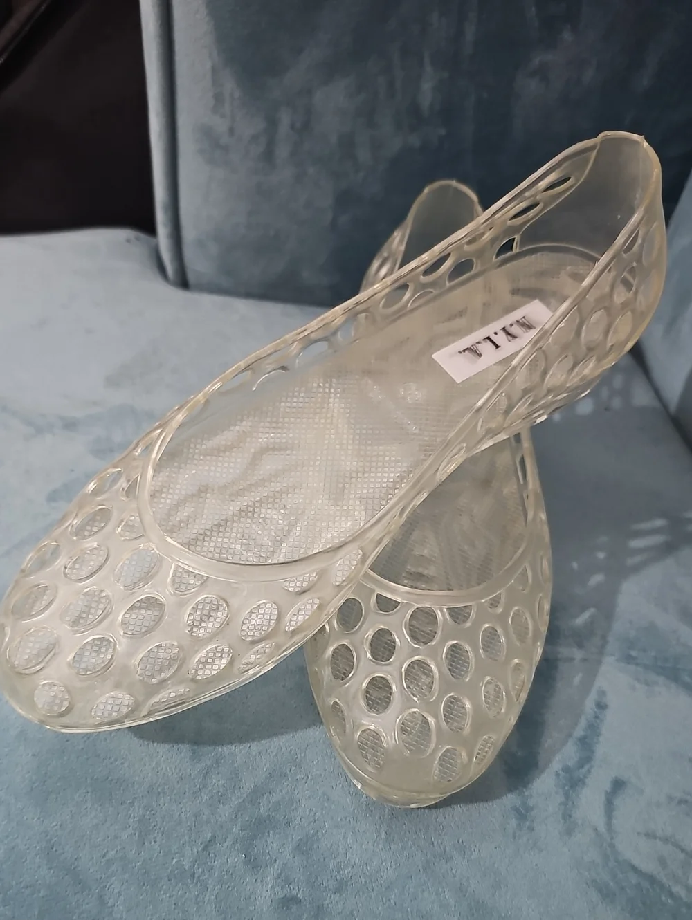 N.Y.L.A. Clear Jelly Dot Ballet Flats - Transparent